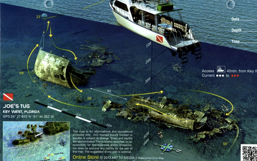 Joes Tug Wreck Dive Map