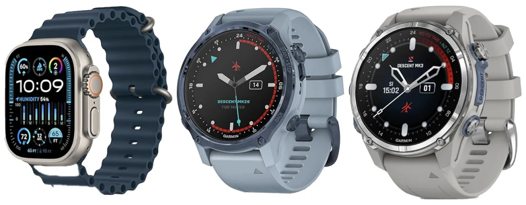 Apple Watch Ultra Series 2 vs. Garmin Descent MK3 vs. Garmin Descent 2S